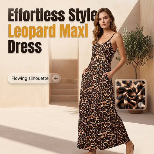 Wildesse – Leopard Print Maxi Dress with Pockets & Adjustable Straps + 50% OFF