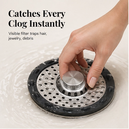 Steelbrook – 3-in-1 Pop-Up Stainless Steel Sink Stopper & Strainer + 50% OFF