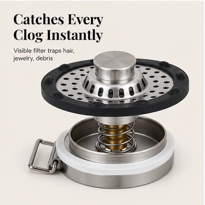 Steelbrook – 3-in-1 Pop-Up Stainless Steel Sink Stopper & Strainer + 50% OFF