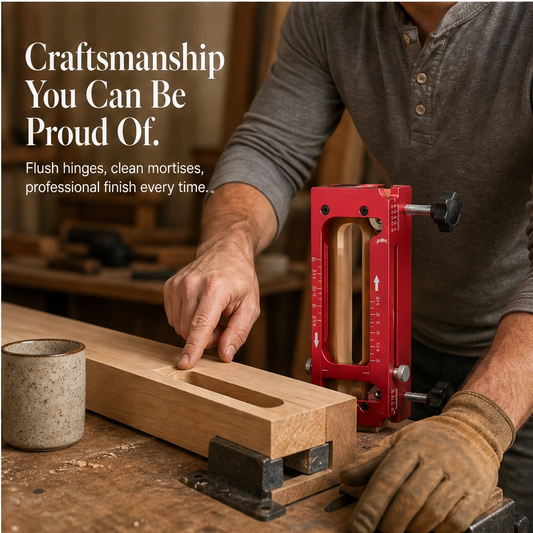 Mortisecraft – Adjustable Aluminum Hinge Mortise Jig Kit with Router Bit & Chisel-Ready Templates + 50% OFF