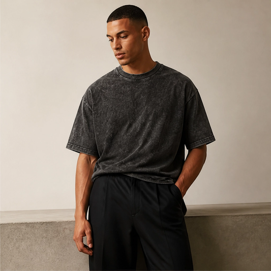 Millcroft – Heavyweight Acid Wash Oversized Cotton Tee + 50% OFF